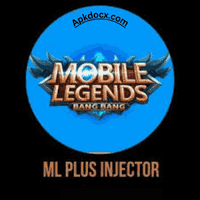 ML Plus Injector logo featuring the Mobile Legends Bang Bang title with a blue background and stylish text.