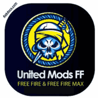 United Mods Free Fire logo with a skull and rope design, offering features for Free Fire and Free Fire Max.