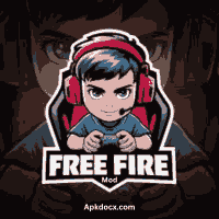 Free Fire Mod APK logo shows a cartoon of a boy with headphones