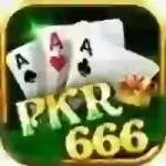 Logo of PKR 666 Game featuring playing cards and a crown, symbolizing a casino theme.