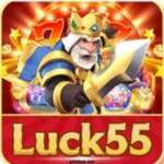 Luck55 Game logo shows slots and card games