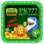 PK777 Game logo shows slots and card games